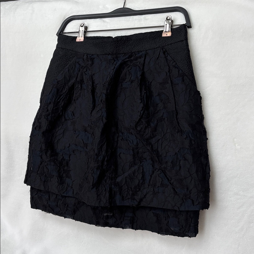 H&M Black/Navy Textured Mini Skirt